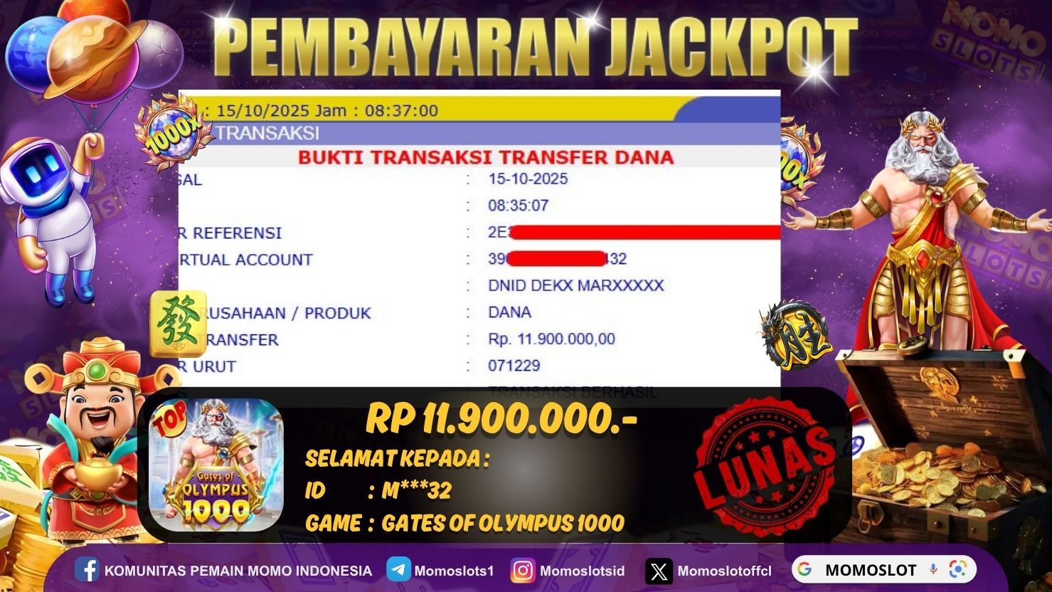 MOMOSLOTS JACKPOT SLOT GATES OF OLYMPUS 1000